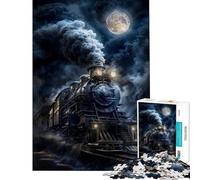 Puzzle da 1000 pezzi con locomotiva a vapore al chiaro di luna Un gioco avvincente per coltivare la pazienza rilassante e stimolante ideale come regalo di Natale segreto (dimensioni 38x26cm)