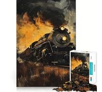 Puzzle da 1000 pezzi con locomotiva retrò per ragazzi, gioco intelligente per interni, taglio preciso, (38x52cm)
