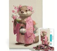 Puzzle da 1000 pezzi con lontra e kimono, gioco di logica per adulti, divertente da giocare insieme, bordo premium, regalo elegante (50x75cm)