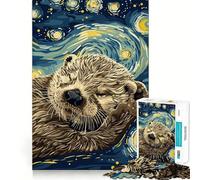 Puzzle da 1000 pezzi con lontra in una notte stellata, ideale per adolescenti Stimola la memoria, favorisce la serenità, crea un'atmosfera piacevole e dona un tocco di eleganza (50x75cm)