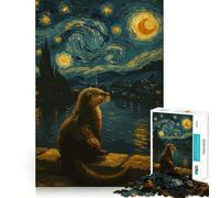 Puzzle da 1000 pezzi con lontra in una notte stellata, ideale per ragazzi, gioco di abilità mentale, divertimento rilassante, design da assemblare, (38x26cm)