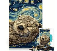 Puzzle da 1000 pezzi con lontra in una notte stellata, ideale per ragazzi, stimolante per la mente e per tutta la famiglia Dimensioni precise, regalo memorabile (38x26cm)