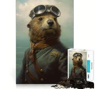 Puzzle da 1000 pezzi con lontra marina pilota per ragazzi, giocattolo intelligente per il tempo libero, taglio preciso, lista dei desideri di Babbo Natale (38x52cm)