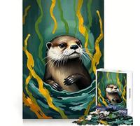 Puzzle da 1000 pezzi con lontra tra le alghe, ideale per ragazzi Gioco di logica e abilità, morbido, rilassante, con taglio preciso Regalo perfetto (38x52cm)
