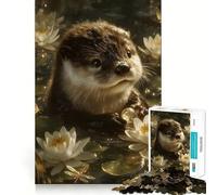 Puzzle da 1000 pezzi con lontra tra le ninfee per ragazzi, gioco di logica e abilità, morbido, rilassante, taglio preciso, regalo prezioso (50x75cm)