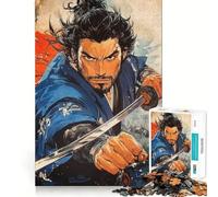 Puzzle da 1000 pezzi con l'opera d'arte del guerriero graffiti Myamoto Mushashi per adulti e ragazzi Gioco di logica, relax, taglio perfetto, ideale come regalo di Babbo Natale (50x75cm)