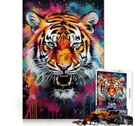 Puzzle da 1000 pezzi con l'opera d'arte della Tigre del Bengala di Banksy, ideale per ragazzi, per sviluppare la logica e la capacità di svago Bordi nitidi Regalo memorabile (50x75cm)