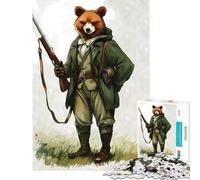 Puzzle da 1000 pezzi con l'orso cacciatore gioco divertente e fantasioso giocattolo che crea dipendenza per coltivare la pazienza regalo di Babbo Natale segreto educativo (dimensioni 38x26cm)