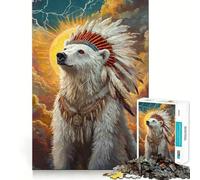 Puzzle da 1000 pezzi con l'orso,il capo maestà,taglio preciso,arte creativa,gioco per la mente,facile da giocare,decorazione natalizia (50x75cm)