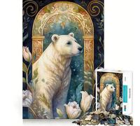 Puzzle da 1000 pezzi con l'orso polare per ragazzi, gioco di logica e divertimento rilassante con bordi lisci, regalo creativo 38x52cm