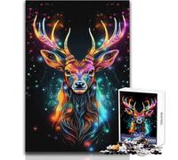 Puzzle da 1000 pezzi con luci colorate a forma di cervo per adolescenti, gioco di apprendimento divertente con la mente, regalo perfetto per le feste, dimensioni 38x52cm