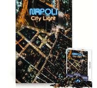 Puzzle da 1000 pezzi con luci della città di Napoli, aereo, per adulti, per migliorare la memoria, per un momento di relax, design e assemblaggio, regalo di alta qualità (38x26cm)