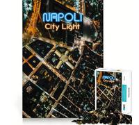 Puzzle da 1000 pezzi con luci della città di Napoli e aereo, ideale per ragazzi, un gioco stimolante per il tempo libero, facile da usare e con tagli precisi, (50x75cm)