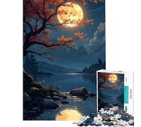 Puzzle da 1000 pezzi con luna autunnale su un lago tranquillo sfida per l'intelligenza gioco coinvolgente regalo di compleanno regalo per l'amico segreto (dimensioni 38x52cm)