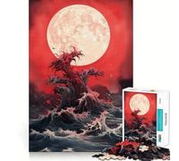 Puzzle da 1000 pezzi con luna di sangue e vista sull'oceano,gioco di precisione e divertimento,attività stimolante per la mente,svago rilassante,regalo di compleanno 50x75cm