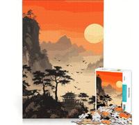 Puzzle da 1000 pezzi con luna e paesaggio giapponese gioco per famiglie assemblaggio di motivi con pezzi di forma casuale completamente ad incastro 50x75cm