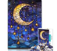 Puzzle da 1000 pezzi con luna in vetro colorato per adolescenti, giochi educativi, collezione di artisti per la decorazione della casa, belle arti (38x26cm)