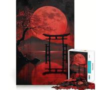 Puzzle da 1000 pezzi con luna piena rossa e lago sacro per adulti, gioco intelligente, rilassante e divertente, con un motivo da assemblare, un regalo prezioso (50x75cm)