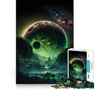 Puzzle da 1000 pezzi con luna piena verde neon per adolescenti, gioco per allenare la mente, facile da assemblare, regalo elegante (50x75cm)