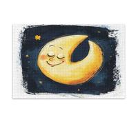 Puzzle da 1000 pezzi con luna sorridente che guarda verso il basso - Puzzle per adulti