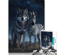Puzzle da 1000 pezzi con lupi e zebre per adolescenti, antistress per ammazzare il tempo in casa con poster abbinato e foglio di quiz 38x26cm