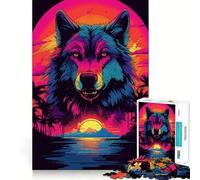 Puzzle da 1000 pezzi con lupo ad acquerello,gioco cognitivo divertente,componenti robusti e ben definiti,esercizio mentale per momenti di tranquillità a casa (38x26cm)