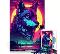 Puzzle da 1000 pezzi con lupo ad acquerello per adolescenti,gioco di memoria divertente con componenti robusti e ben definiti,portatile e adatto ai viaggi (50x75cm)