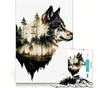 Puzzle da 1000 pezzi con lupo ad acquerello per adulti,gioco di concentrazione mentale,qualità premium,taglio laser,divertimento serale in famiglia (38x52cm)