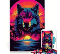 Puzzle da 1000 pezzi con lupo ad acquerello per adulti,gioco di memoria e concentrazione,incastro perfetto,compatto e divertente per il tempo libero in famiglia (50x75cm)