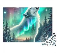 Puzzle da 1000 pezzi con lupo artico ululante e aurora boreale, gioco educativo per adulti, bellissima decorazione, difficile e stimolante, ideale per compleanni. 70x50 cm.