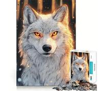 Puzzle da 1000 pezzi con lupo bianco dagli occhi luminosi,ideale per ragazzi,gioco di concentrazione mentale,tagli di precisione con bordi lisci,perfetto come regalo di Natale (38x26cm)