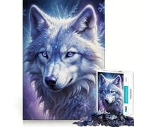 Puzzle da 1000 pezzi con lupo bianco e fiocchi di neve per ragazzi,gioco di concentrazione mentale,bordi lisci e tagliati con precisione,perfetto come regalo di Natale (38x26cm)
