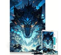 Puzzle da 1000 pezzi con lupo blu e grafica digitale,gioco di costruzione con incastri precisi,gioco di concentrazione,gioco tranquillo,divertimento per compleanni 38x52cm