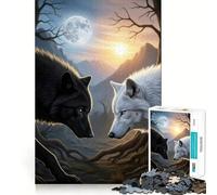 Puzzle da 1000 pezzi con lupo che fissa l'animale,gioco di logica e divertimento mentale,pezzi che si incastrano perfettamente,attività rilassante di gruppo al chiuso (50x75cm)