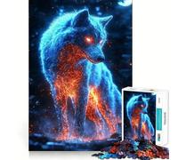 Puzzle da 1000 pezzi con lupo cyberpunk al neon per adulti, ideale per migliorare la memoria, per momenti di relax e per un assemblaggio rilassante (50x75cm) Regalo di alta qualità