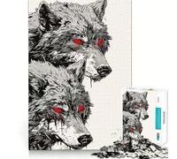 Puzzle da 1000 pezzi con lupo dagli occhi rossi, ideale per adulti, un gioco rilassante per allenare la mente Immagine da assemblare, un regalo perfetto (38x26cm)