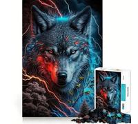 Puzzle da 1000 pezzi con lupo dagli occhi rossi per adulti, gioco di puzzle per esercitare la mente, giocattolo per la famiglia, taglio di precisione, regalo creativo (38x26cm)