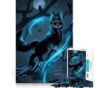 Puzzle da 1000 pezzi con lupo dalla faccia di teschio su un ramo luminoso per adolescenti, gioco di logica, passatempo rilassante, taglio perfetto, regalo classico 38x26cm