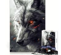 Puzzle da 1000 pezzi con lupo dallo sguardo penetrante per adulti, ideale per stimolare la memoria e creare un'atmosfera serena, con bordi netti e un regalo perfetto (38x26cm)