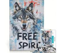 Puzzle da 1000 pezzi con lupo dallo spirito libero decorazione da parete sfida difficile compleanno e Natale 50x75cm