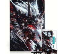 Puzzle da 1000 pezzi con lupo decorato e occhi rossi per adolescenti, gioco che stimola la logica e allevia lo stress, con bordi di qualità, ideale come regalo di Babbo Natale (50x75cm)