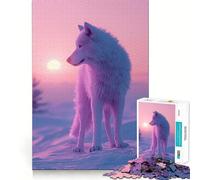 Puzzle da 1000 pezzi con lupo delle nevi e tramonto, ideale per adulti, un gioco per allenare la mente e rilassarsi, con taglio di precisione e un regalo elegante (38x26cm)