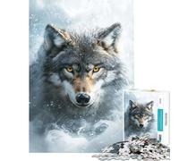 Puzzle da 1000 pezzi con lupo delle nevi puzzle per ragazzi corsa a tempo ideale per compleanni e Natale 50x75cm