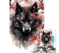 Puzzle da 1000 pezzi con lupo e fiori di ciliegio ideale per compleanni e Natale decorazione per la casa gioco educativo adatto a persone dai 14 anni in su (50x75cm)