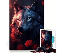Puzzle da 1000 pezzi con lupo e rosa rossa,gioco cognitivo per ragazzi,incastro perfetto,compatto e divertente per tutta la famiglia (38x52cm)