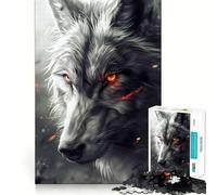 Puzzle da 1000 pezzi con lupo e sguardo penetrante per adulti,divertente per allenare la mente,con tagli di precisione e bordi lisci,attività coinvolgente per serate tranquille (38x52cm)