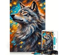 Puzzle da 1000 pezzi con lupo e stella,ideale per ragazzi,gioco di abilità mentale,taglio laser per un incastro perfetto,rilassante attività di gruppo al chiuso (38x26cm)