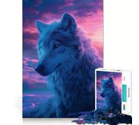 Puzzle da 1000 pezzi con lupo e tramonto,ideale per adulti,gioco di memoria divertente,attività di taglio professionale e rilassante per gruppi al chiuso (38x26cm)