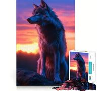 Puzzle da 1000 pezzi con lupo e tramonto,ideale per adulti,gioco di problem solving,taglio di qualità professionale,rilassante attività di gruppo al chiuso (50x75cm)