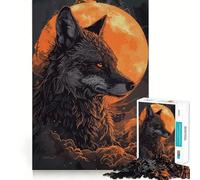 Puzzle da 1000 pezzi con lupo e tramonto per adulti,divertente per allenare la mente,con componenti robusti e ben definiti,ideale per una pausa rilassante (50x75cm)